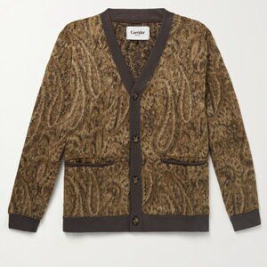 Opus Brushed Paisley-Jacquard Knitted Cardigan